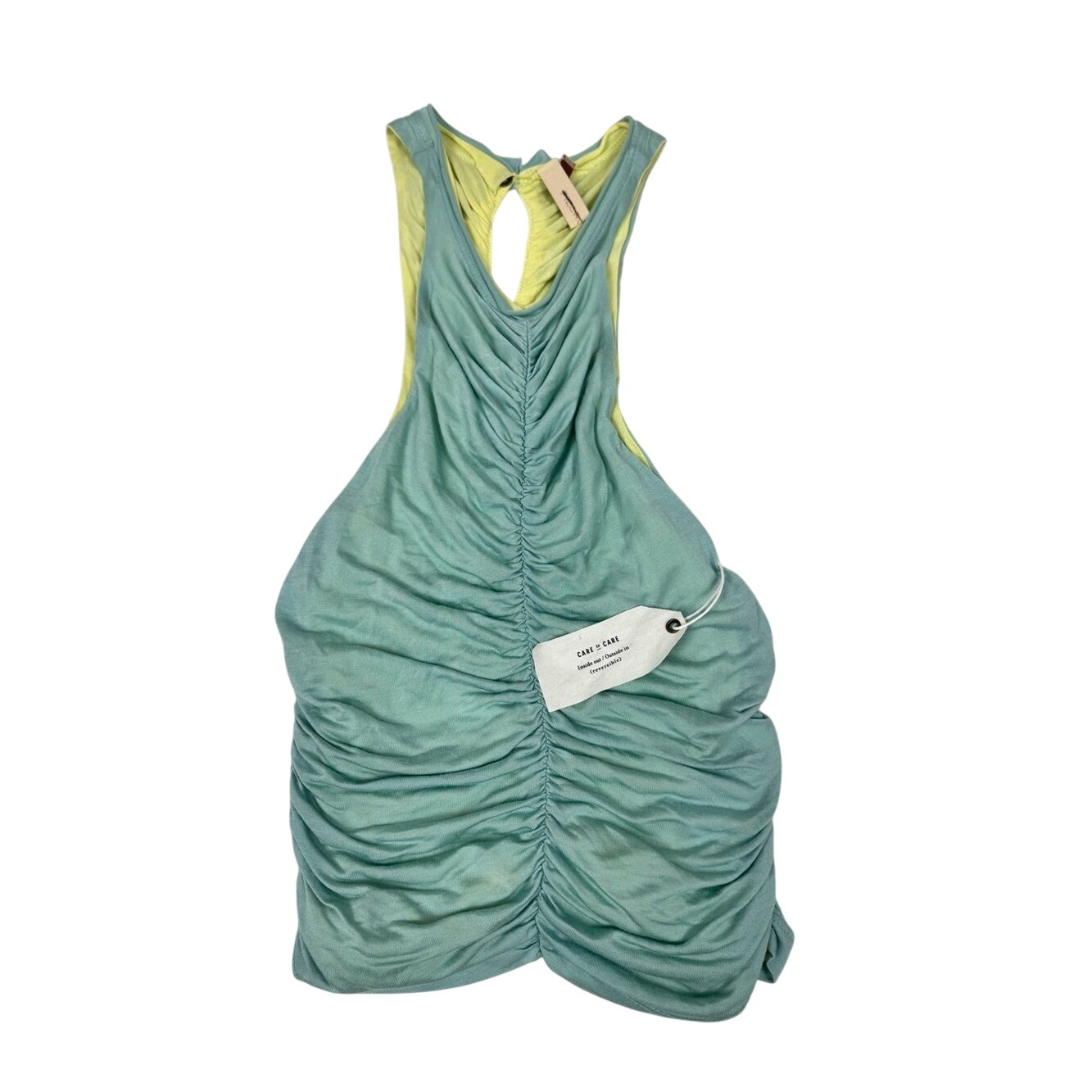 Pilcro Xs Reversible Ruched Tank Top Blue Yellow Anthropologie Nwt Y2k